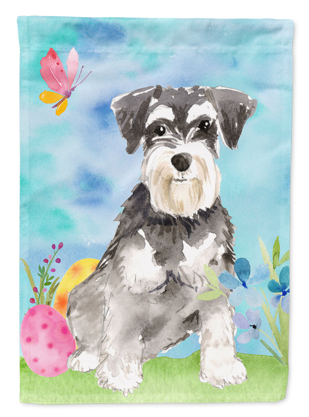 Easter Eggs Schnauzer #2 House Flag 28x40 Porch Sleeve Pole Decorative Outside Yard Banner Artwork Wall Hanging, Polyester