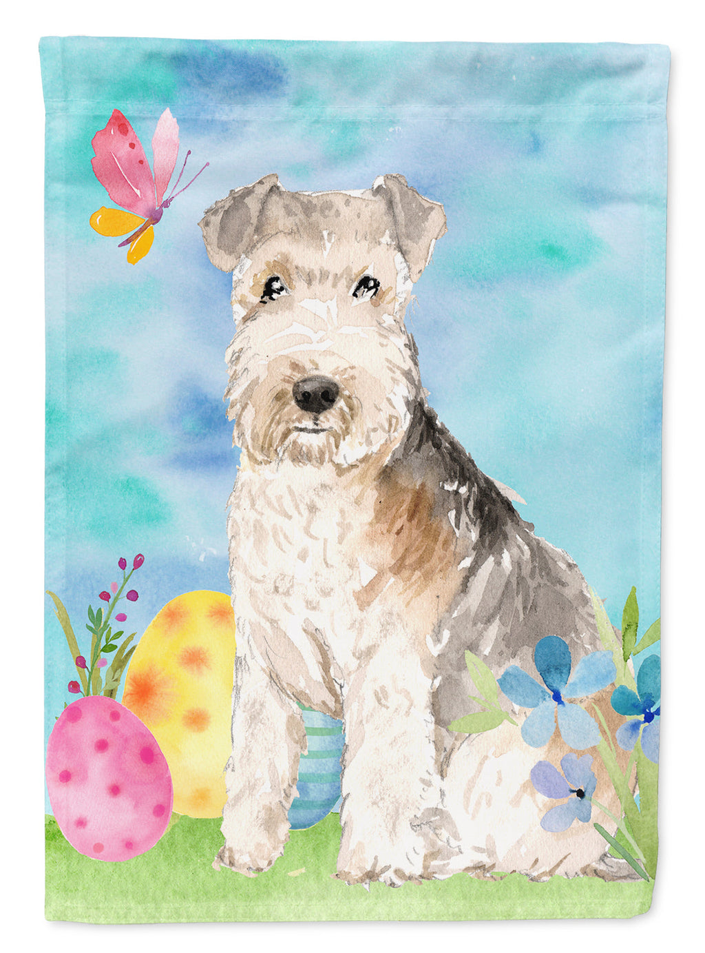 Easter Eggs Lakeland Terrier House Flag 28x40 Porch Sleeve Pole Decorative Outside Yard Banner Artwork Wall Hanging, Polyester