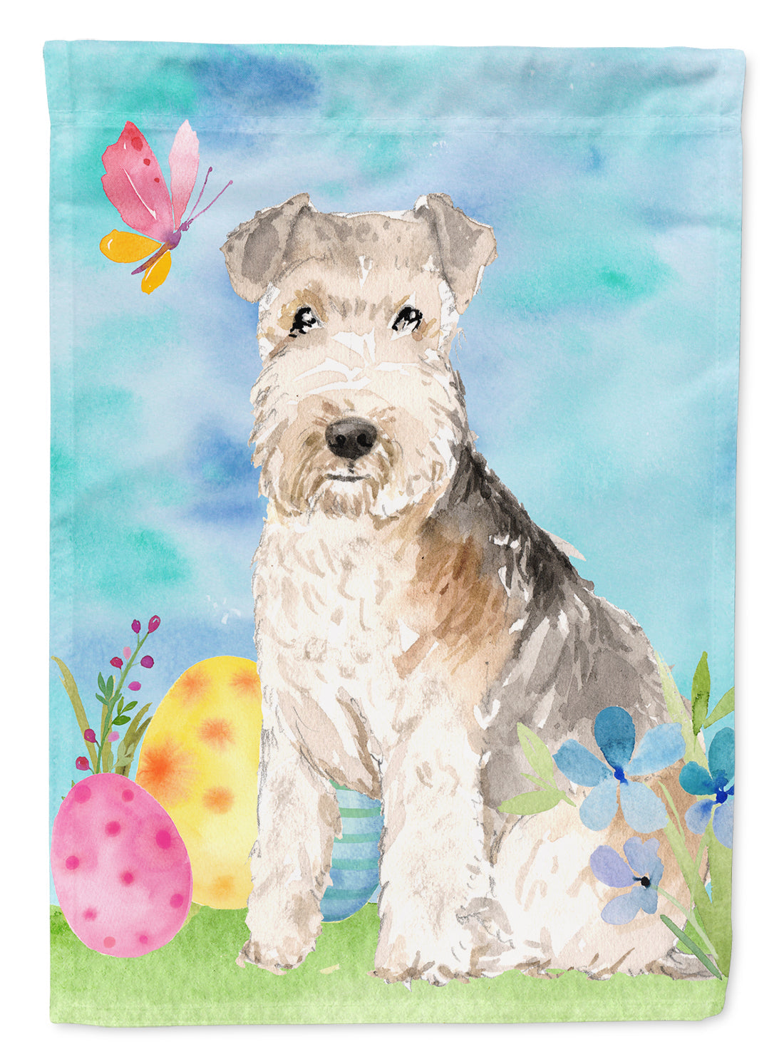 Easter Eggs Lakeland Terrier House Flag 28x40 Porch Sleeve Pole Decorative Outside Yard Banner Artwork Wall Hanging, Polyester