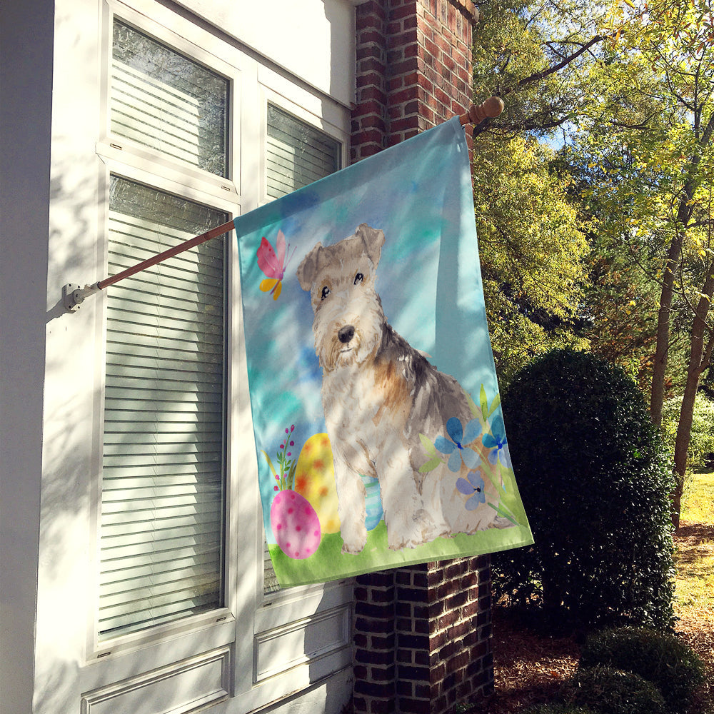 Easter Eggs Lakeland Terrier House Flag 28x40 Porch Sleeve Pole Decorative Outside Yard Banner Artwork Wall Hanging, Polyester