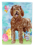 Easter Eggs Labradoodle House Flag 28x40 Porch Sleeve Pole Decorative Outside Yard Banner Artwork Wall Hanging, Polyester