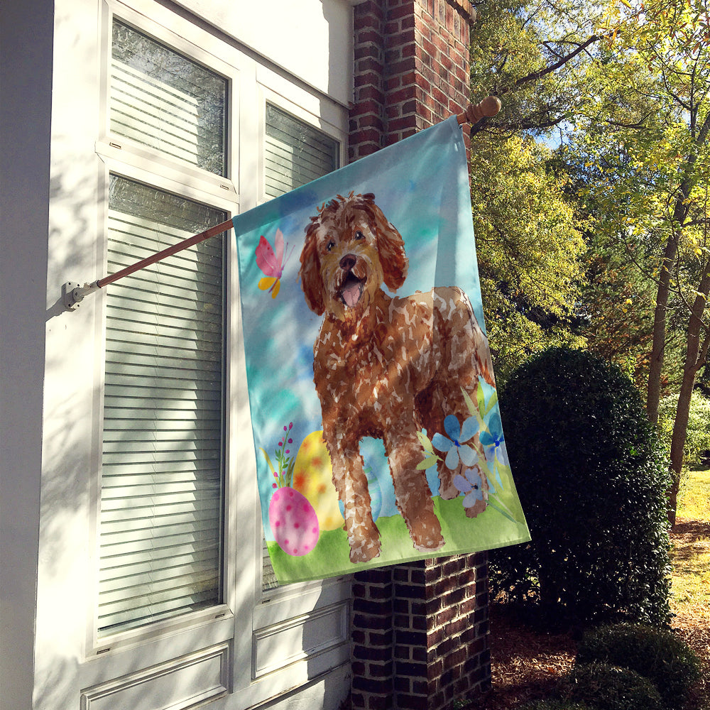 Easter Eggs Labradoodle House Flag 28x40 Porch Sleeve Pole Decorative Outside Yard Banner Artwork Wall Hanging, Polyester