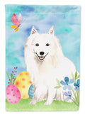 Easter Eggs Japanese Spitz House Flag 28x40 Porch Sleeve Pole Decorative Outside Yard Banner Artwork Wall Hanging, Polyester