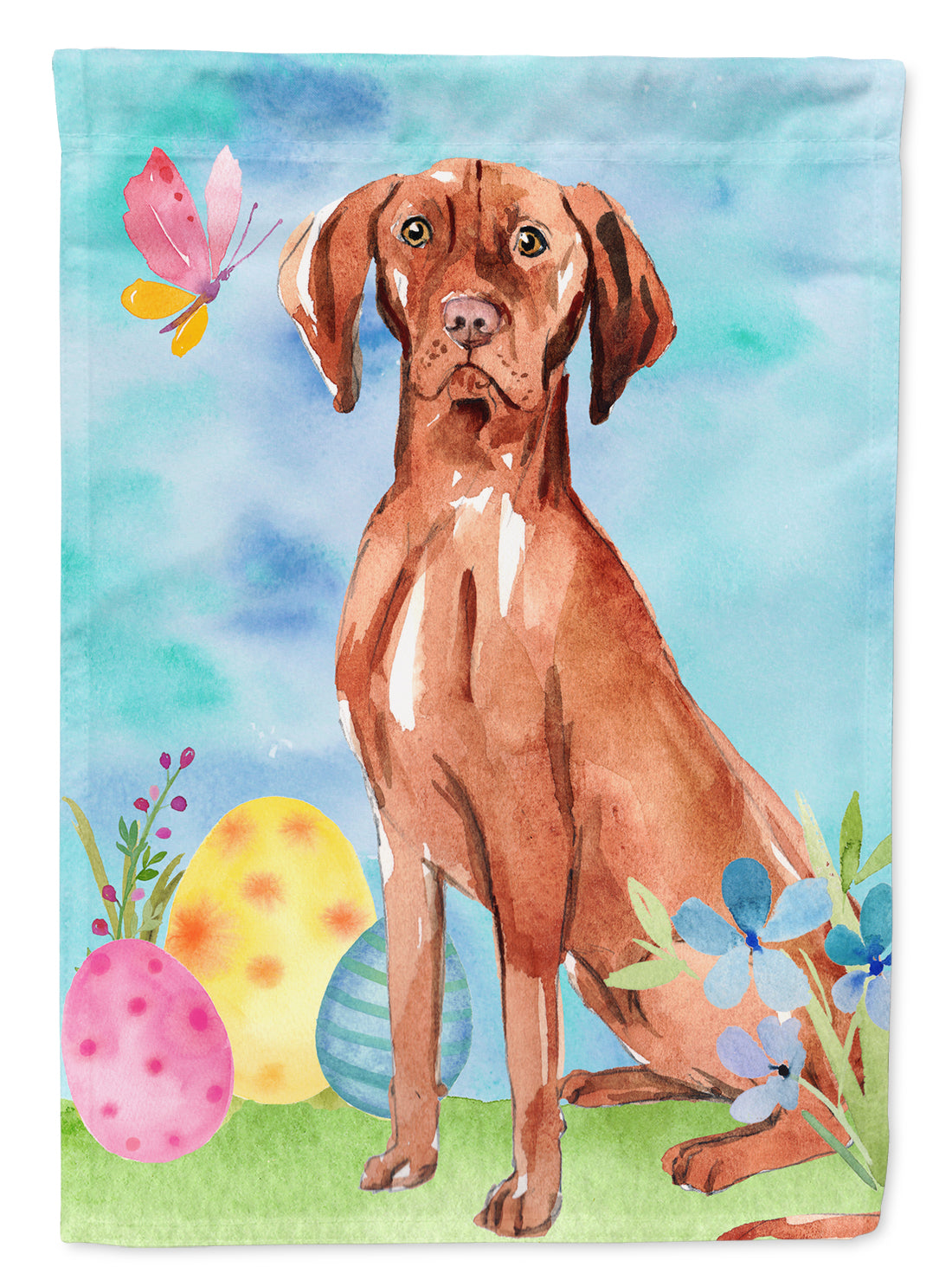 Easter Eggs Vizsla House Flag 28x40 Porch Sleeve Pole Decorative Outside Yard Banner Artwork Wall Hanging, Polyester
