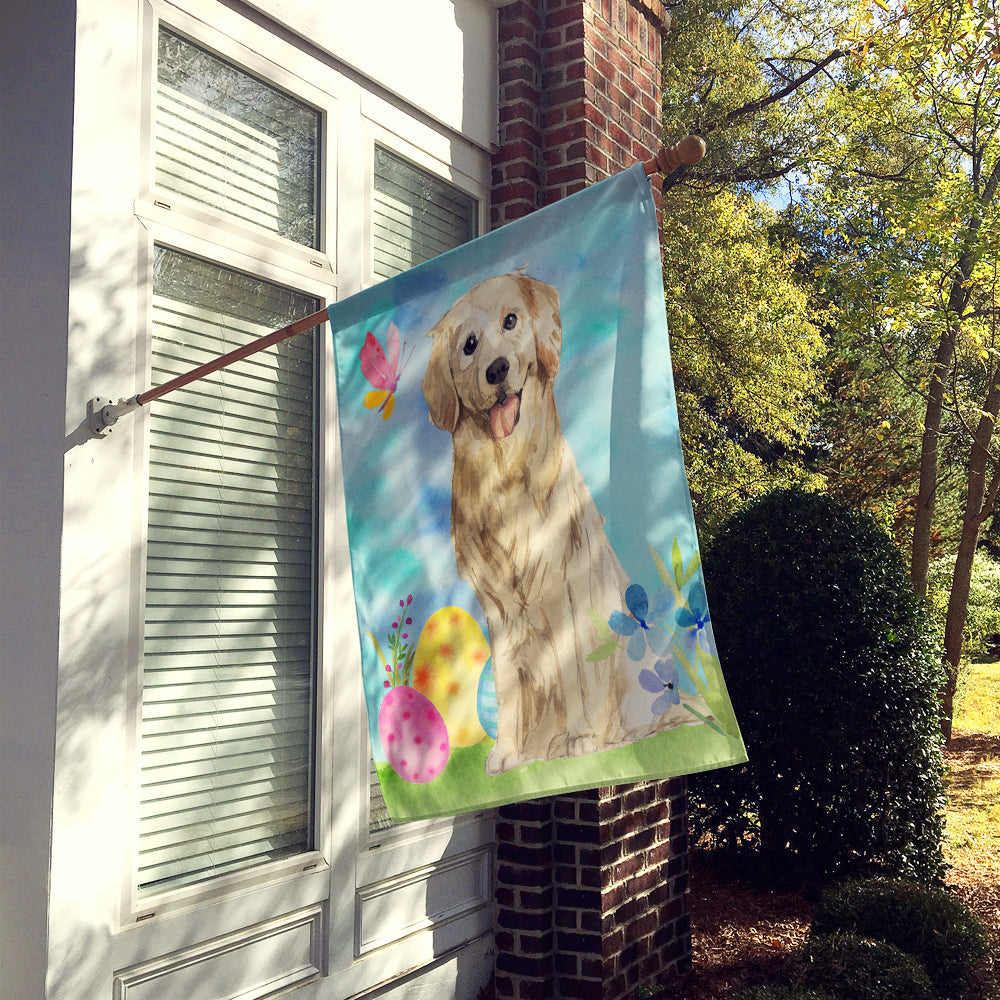 Easter Eggs Golden Retriever House Flag 28x40 Porch Sleeve Pole Decorative Outside Yard Banner Artwork Wall Hanging, Polyester