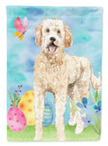 Easter Eggs Goldendoodle House Flag 28x40 Porch Sleeve Pole Decorative Outside Yard Banner Artwork Wall Hanging, Polyester