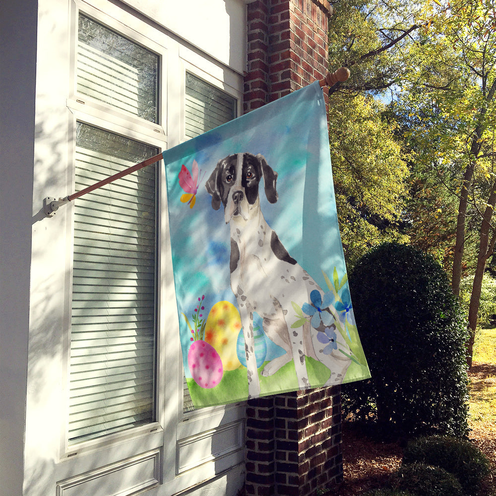 Easter Eggs English Pointer House Flag 28x40 Porch Sleeve Pole Decorative Outside Yard Banner Artwork Wall Hanging, Polyester
