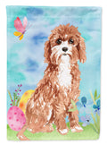 Easter Eggs Cavapoo House Flag 28x40 Porch Sleeve Pole Decorative Outside Yard Banner Artwork Wall Hanging, Polyester
