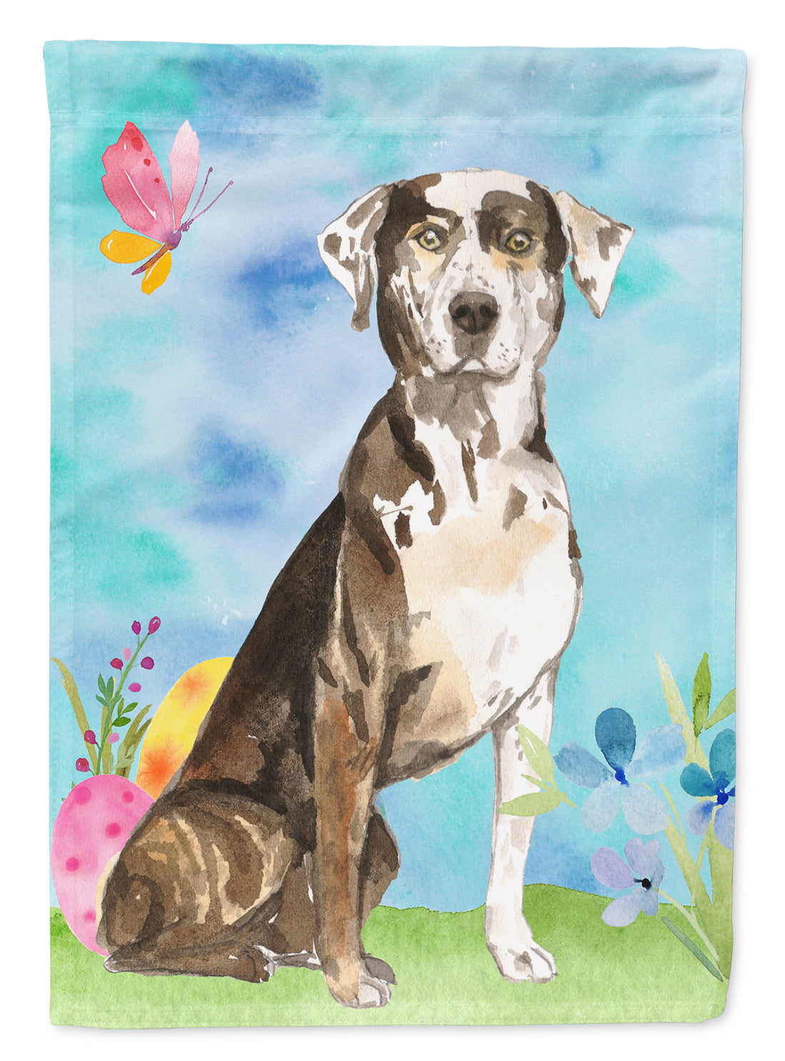 Easter Eggs Catahoula Leopard Dog House Flag 28x40 Porch Sleeve Pole Decorative Outside Yard Banner Artwork Wall Hanging, Polyester