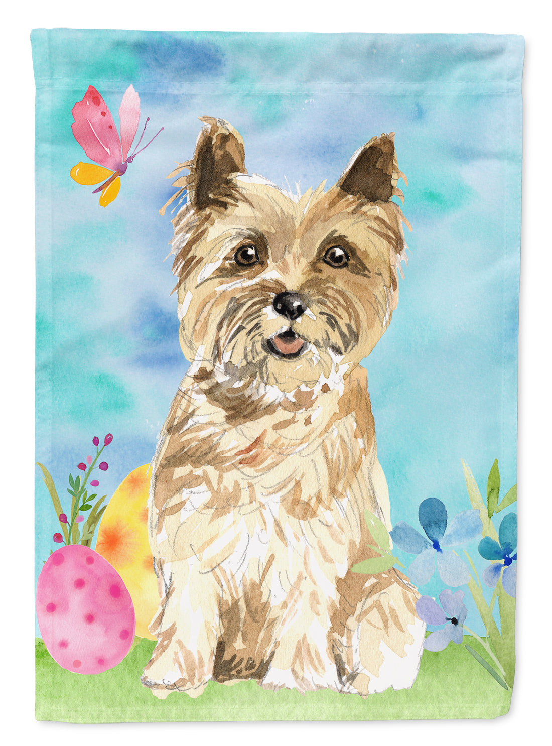 Easter Eggs Cairn Terrier House Flag 28x40 Porch Sleeve Pole Decorative Outside Yard Banner Artwork Wall Hanging, Polyester