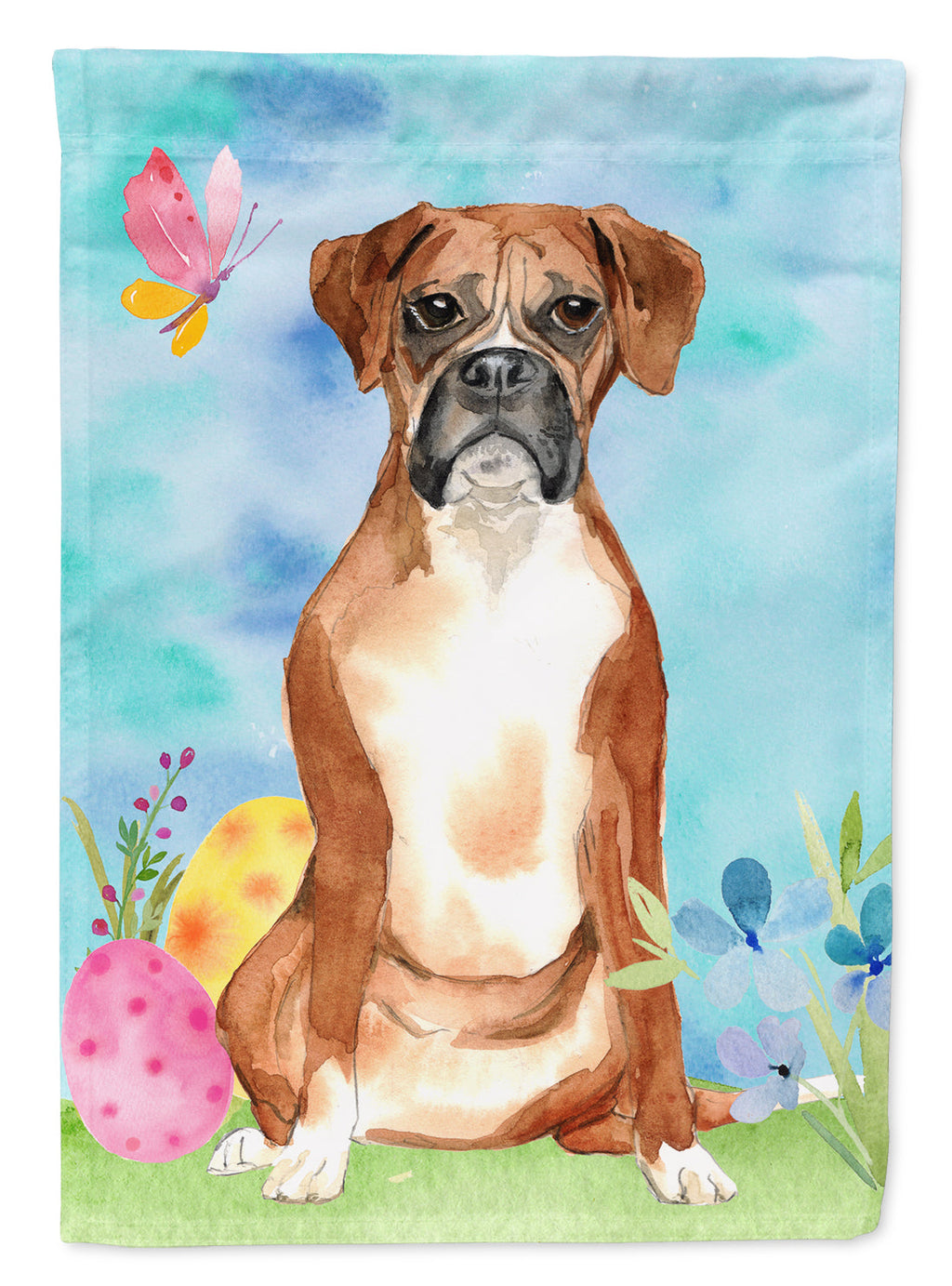 Easter Eggs Boxer House Flag 28x40 Porch Sleeve Pole Decorative Outside Yard Banner Artwork Wall Hanging, Polyester