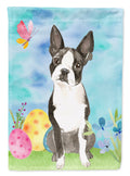 Easter Eggs Boston Terrier House Flag 28x40 Porch Sleeve Pole Decorative Outside Yard Banner Artwork Wall Hanging, Polyester