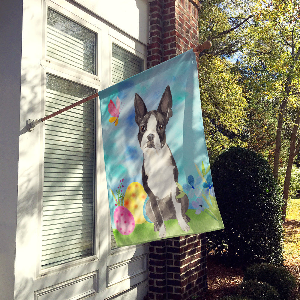 Easter Eggs Boston Terrier House Flag 28x40 Porch Sleeve Pole Decorative Outside Yard Banner Artwork Wall Hanging, Polyester