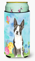 Easter Eggs Boston Terrier Tall Boy Hugger Can Cooler Sleeve Machine Washable Drink Collapsible Insulator Beverage Insulated Holder