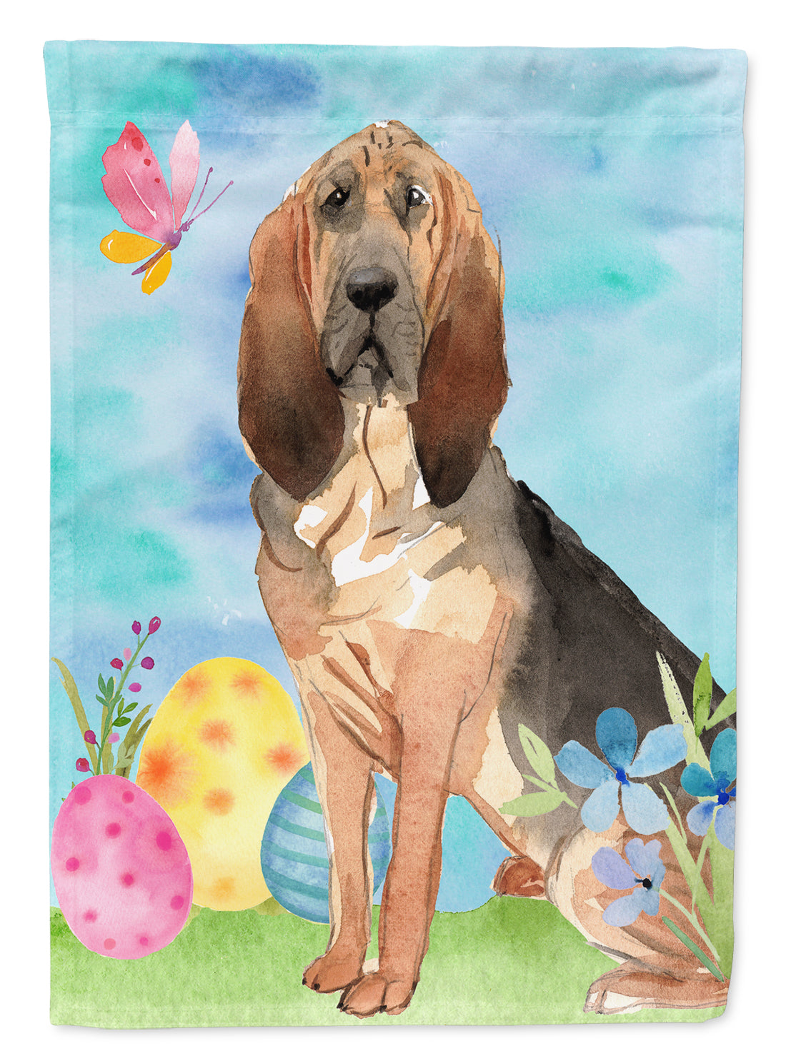 Easter Eggs Bloodhound House Flag 28x40 Porch Sleeve Pole Decorative Outside Yard Banner Artwork Wall Hanging, Polyester