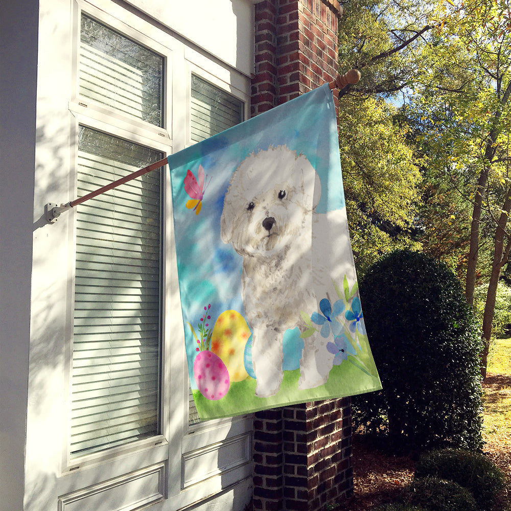 Easter Eggs Bichon Frise House Flag 28x40 Porch Sleeve Pole Decorative Outside Yard Banner Artwork Wall Hanging, Polyester
