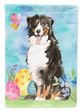 Easter Eggs Bernese Mountain Dog House Flag 28x40 Porch Sleeve Pole Decorative Outside Yard Banner Artwork Wall Hanging, Polyester