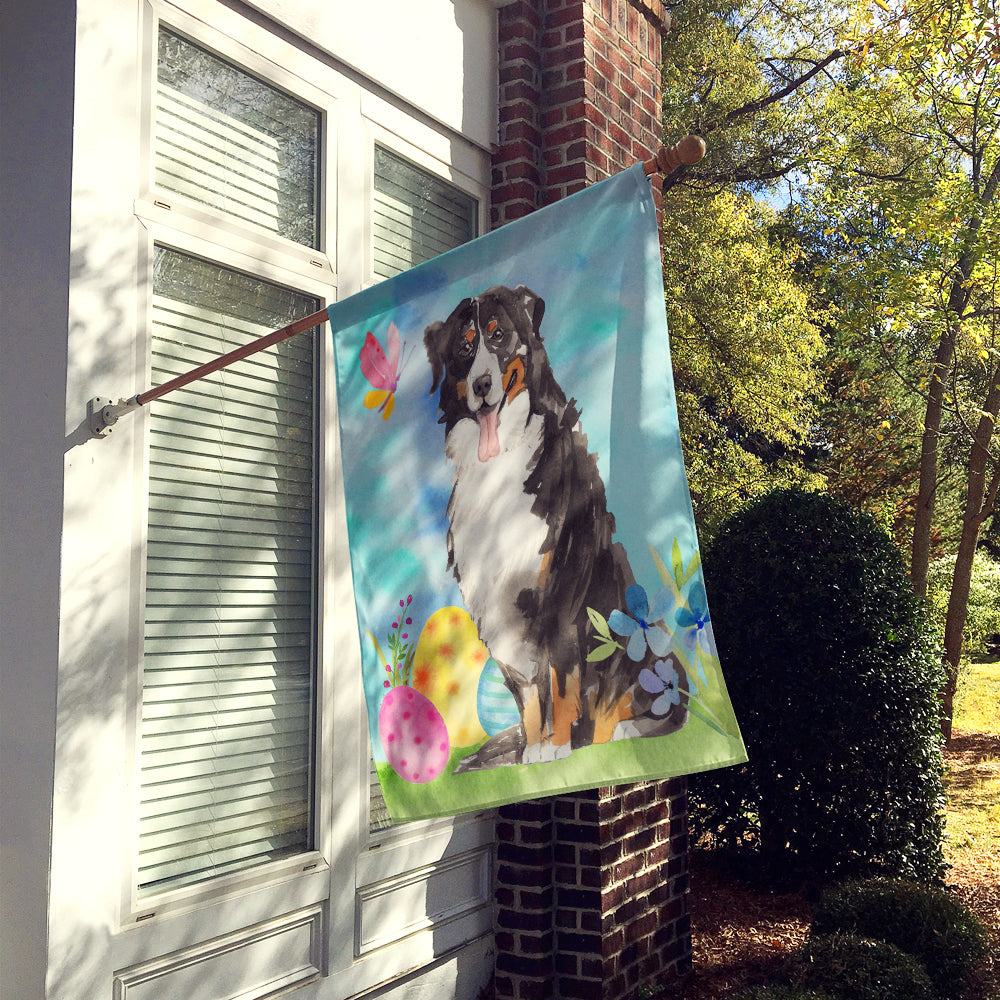 Easter Eggs Bernese Mountain Dog House Flag 28x40 Porch Sleeve Pole Decorative Outside Yard Banner Artwork Wall Hanging, Polyester