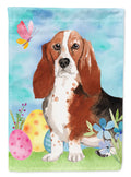 Easter Eggs Basset Hound House Flag 28x40 Porch Sleeve Pole Decorative Outside Yard Banner Artwork Wall Hanging, Polyester