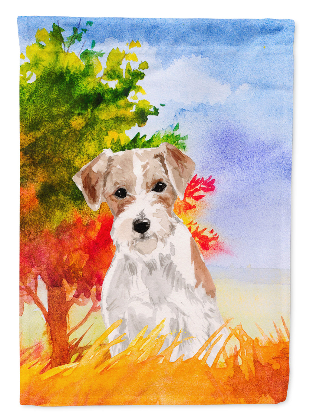 Jack Russell Terrier Fall House Flag 28x40 Porch Sleeve Pole Decorative Outside Yard Banner Artwork Wall Hanging, Polyester