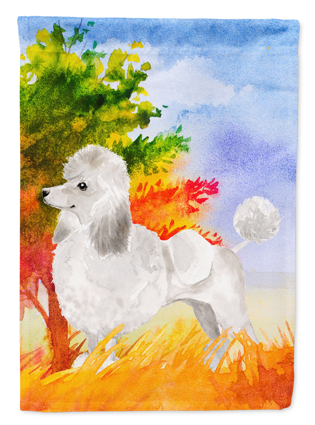 Fall Poodle House Flag 28x40 Porch Sleeve Pole Decorative Outside Yard Banner Artwork Wall Hanging, Polyester