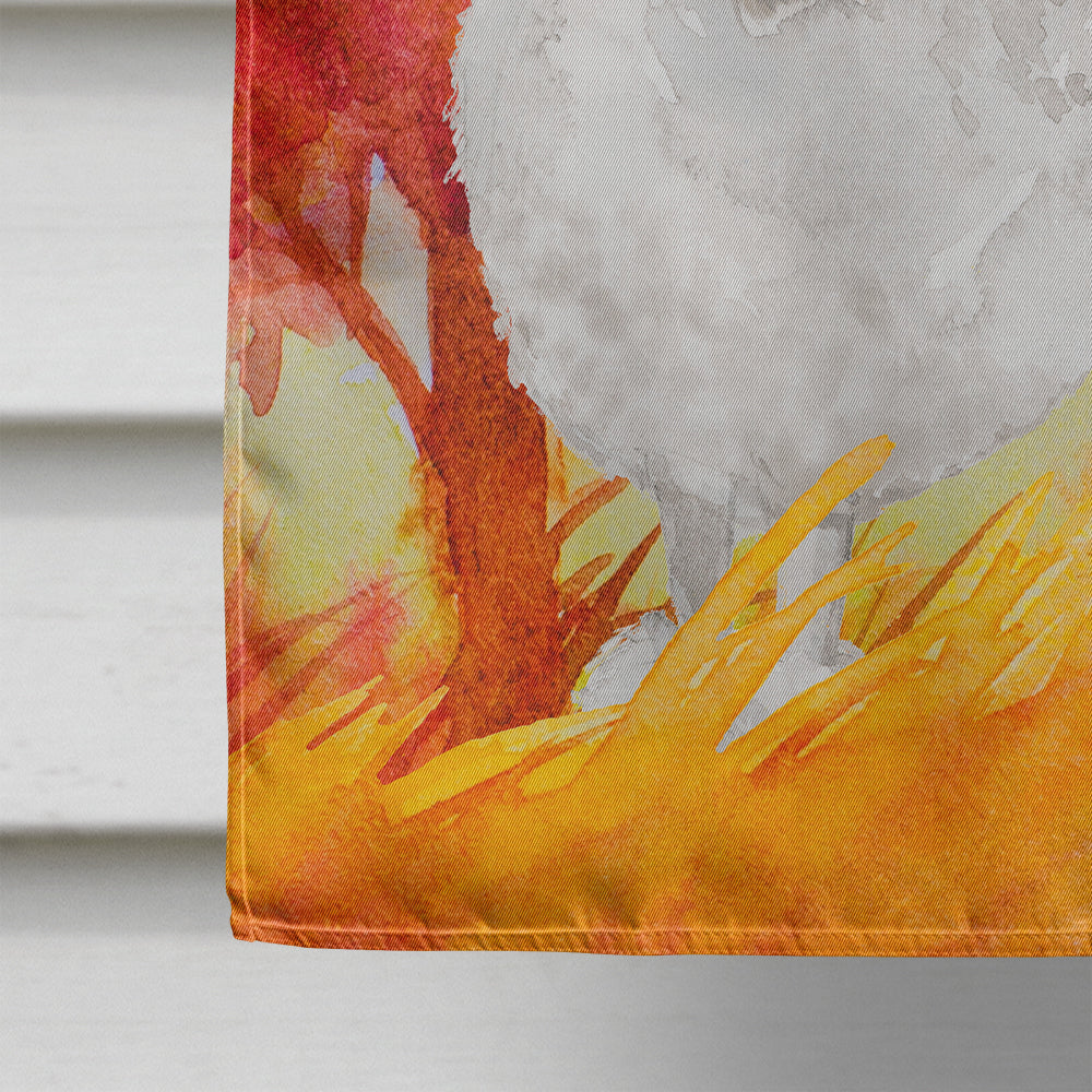 Fall Poodle House Flag 28x40 Porch Sleeve Pole Decorative Outside Yard Banner Artwork Wall Hanging, Polyester