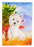 Fall Westie House Flag 28x40 Porch Sleeve Pole Decorative Outside Yard Banner Artwork Wall Hanging, Polyester