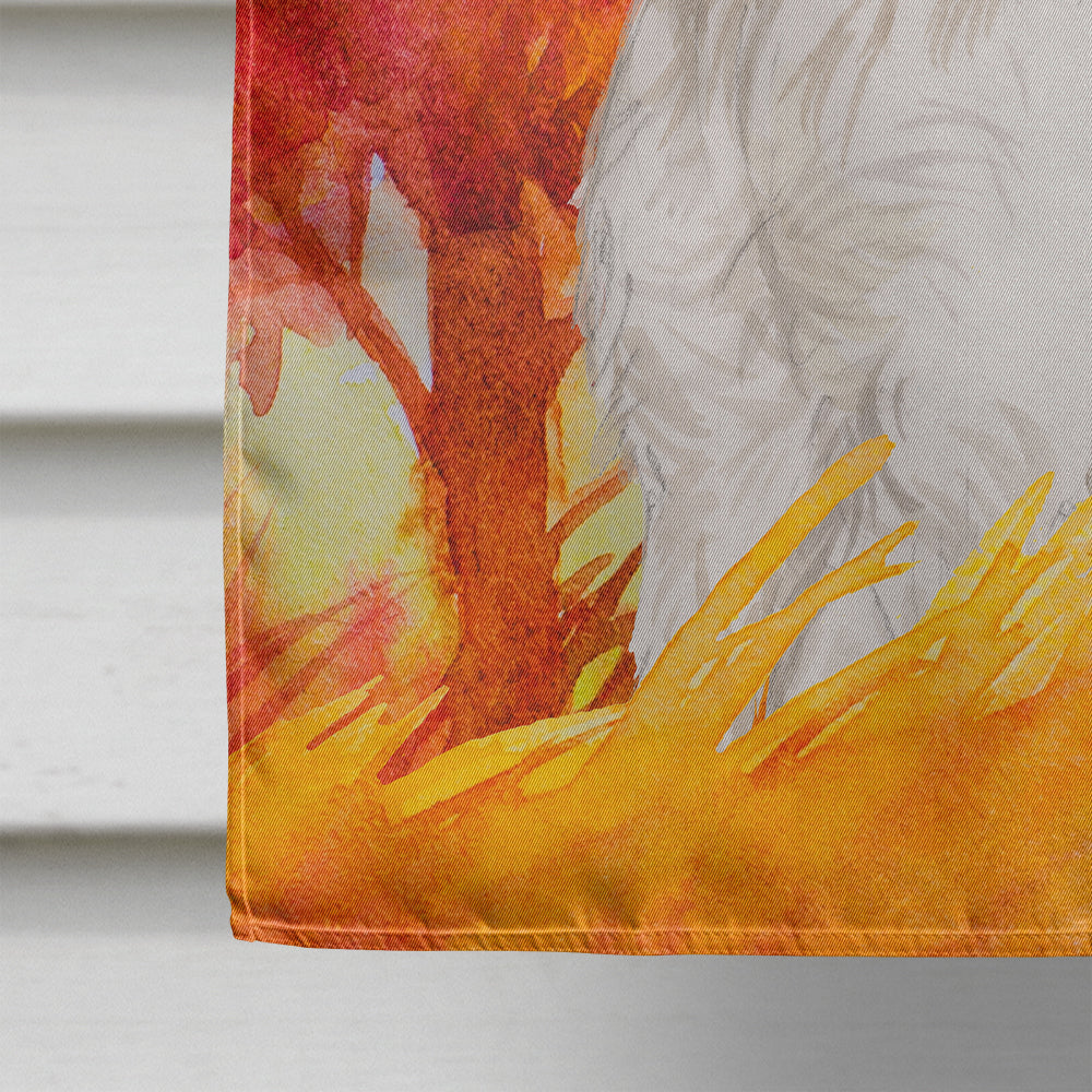 Fall Westie House Flag 28x40 Porch Sleeve Pole Decorative Outside Yard Banner Artwork Wall Hanging, Polyester