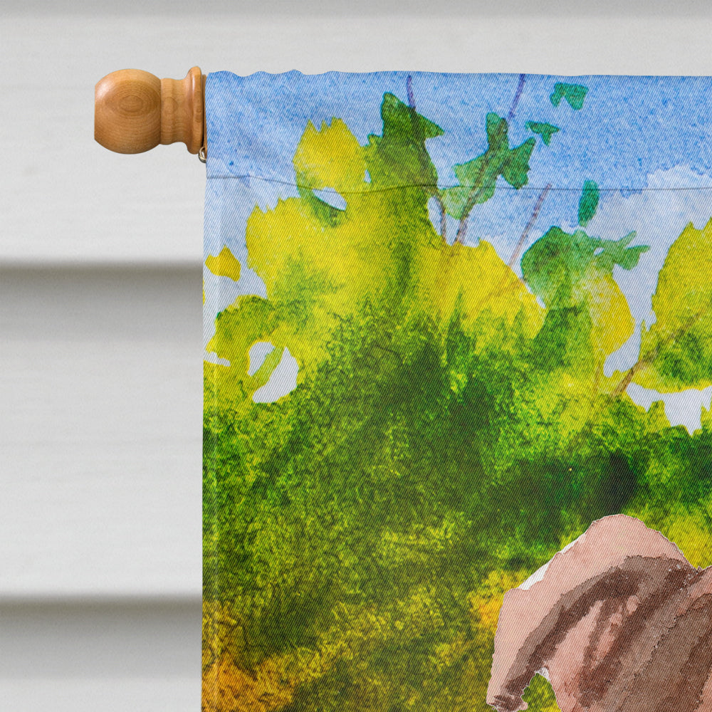 Fall Red Staffordshire Bull Terrier House Flag 28x40 Porch Sleeve Pole Decorative Outside Yard Banner Artwork Wall Hanging, Polyester