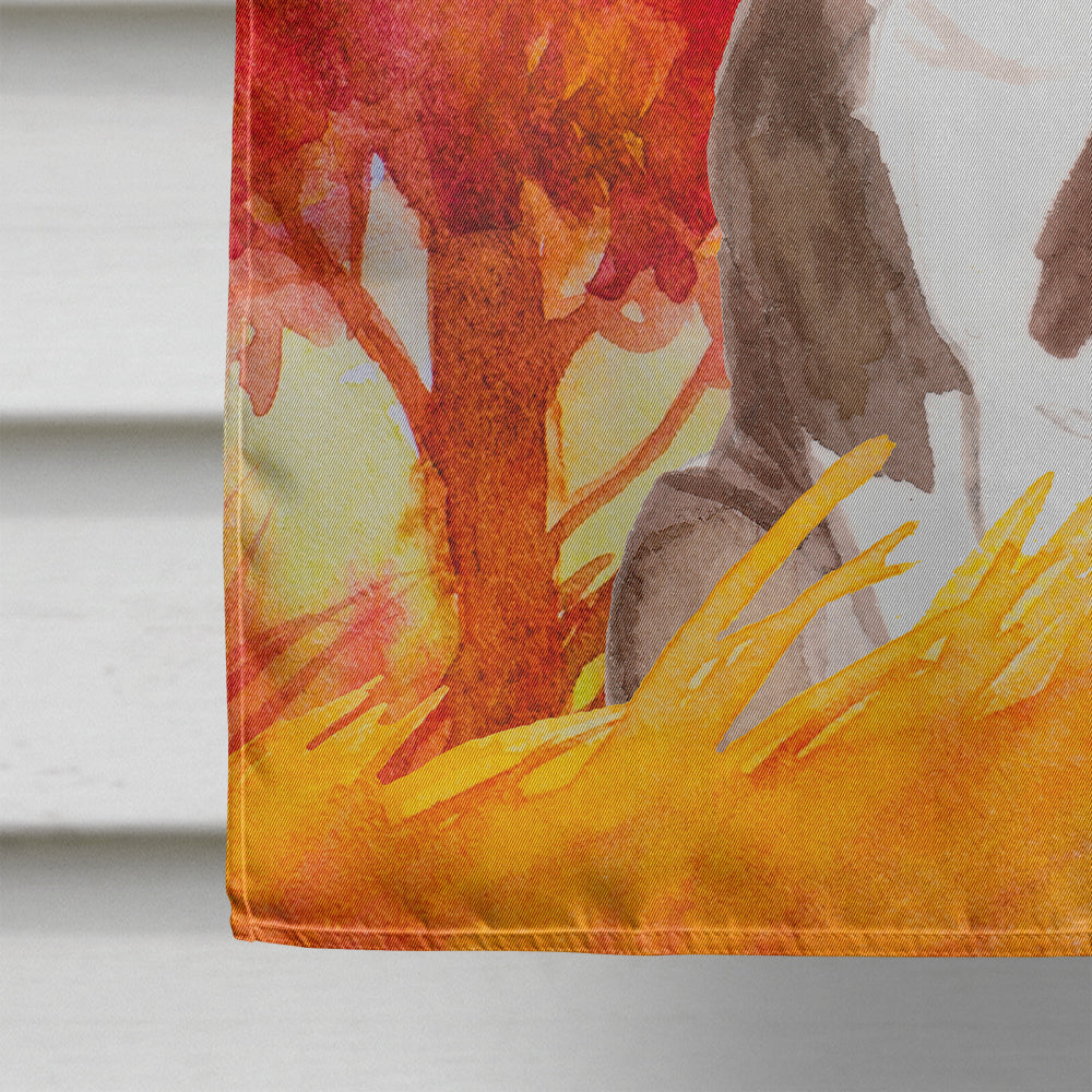 Fall Red Staffordshire Bull Terrier House Flag 28x40 Porch Sleeve Pole Decorative Outside Yard Banner Artwork Wall Hanging, Polyester