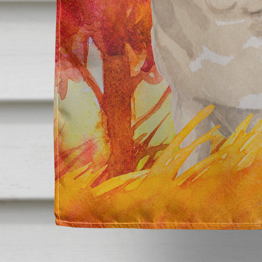 Fall Fawn Pug House Flag 28x40 Porch Sleeve Pole Decorative Outside Yard Banner Artwork Wall Hanging, Polyester
