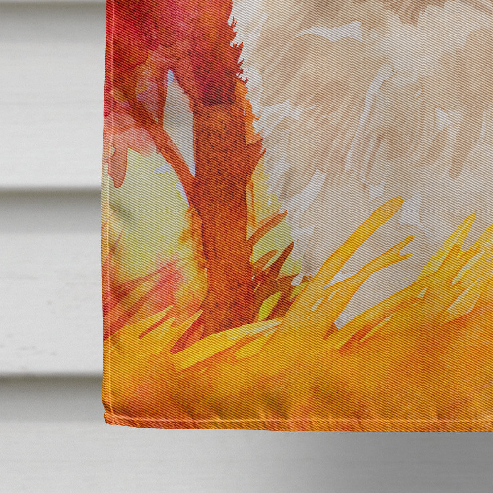 Fall Pomeranian House Flag 28x40 Porch Sleeve Pole Decorative Outside Yard Banner Artwork Wall Hanging, Polyester