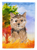 Fall Norwich Terrier House Flag 28x40 Porch Sleeve Pole Decorative Outside Yard Banner Artwork Wall Hanging, Polyester