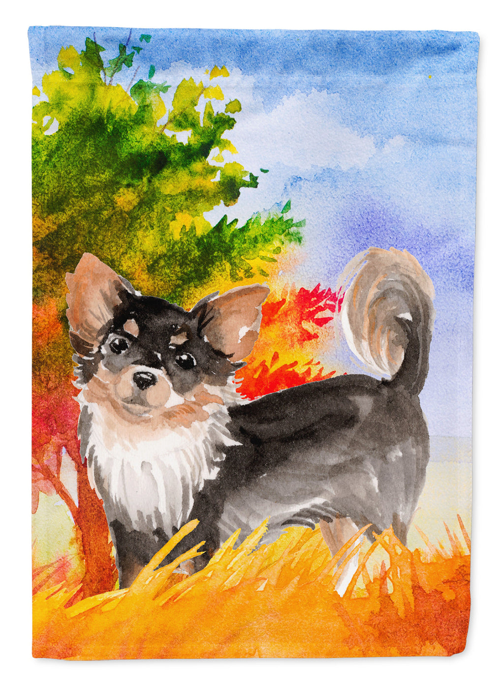 Fall Chihuahua House Flag 28x40 Porch Sleeve Pole Decorative Outside Yard Banner Artwork Wall Hanging, Polyester