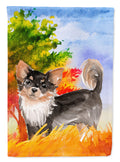 Fall Chihuahua House Flag 28x40 Porch Sleeve Pole Decorative Outside Yard Banner Artwork Wall Hanging, Polyester