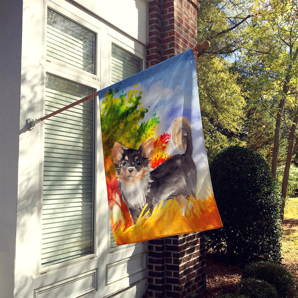 Fall Chihuahua House Flag 28x40 Porch Sleeve Pole Decorative Outside Yard Banner Artwork Wall Hanging, Polyester