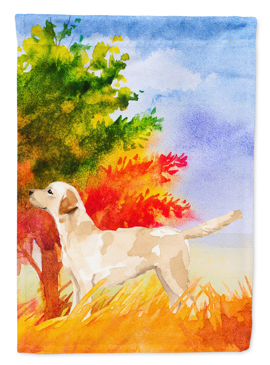 Fall Yellow Labrador Retriever House Flag 28x40 Porch Sleeve Pole Decorative Outside Yard Banner Artwork Wall Hanging, Polyester