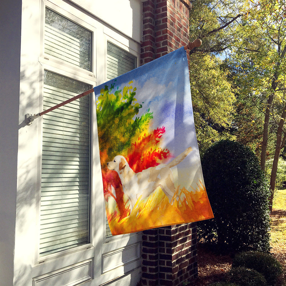 Fall Yellow Labrador Retriever House Flag 28x40 Porch Sleeve Pole Decorative Outside Yard Banner Artwork Wall Hanging, Polyester
