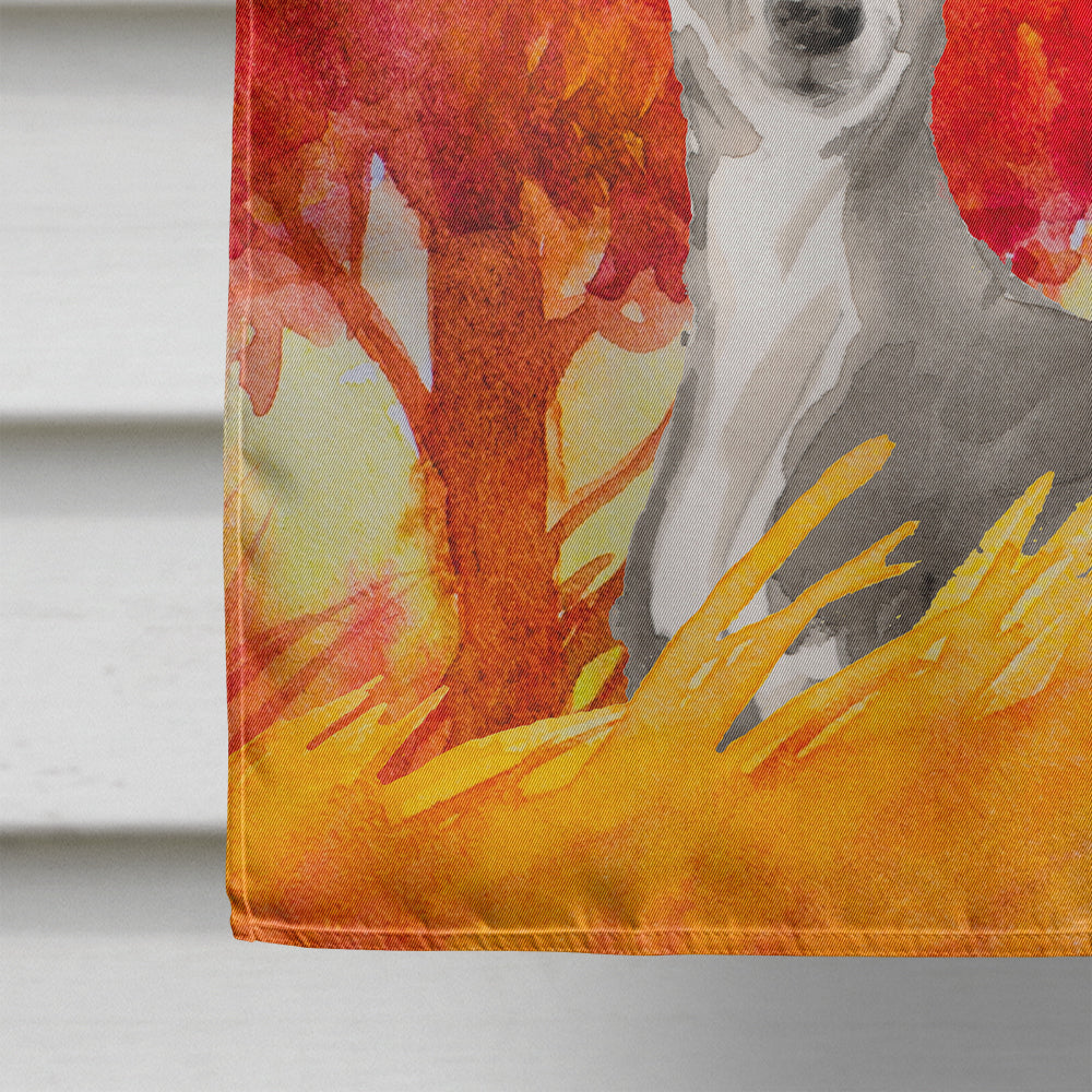 Fall Italian Greyhound House Flag 28x40 Porch Sleeve Pole Decorative Outside Yard Banner Artwork Wall Hanging, Polyester