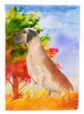 Fall Great Dane House Flag 28x40 Porch Sleeve Pole Decorative Outside Yard Banner Artwork Wall Hanging, Polyester
