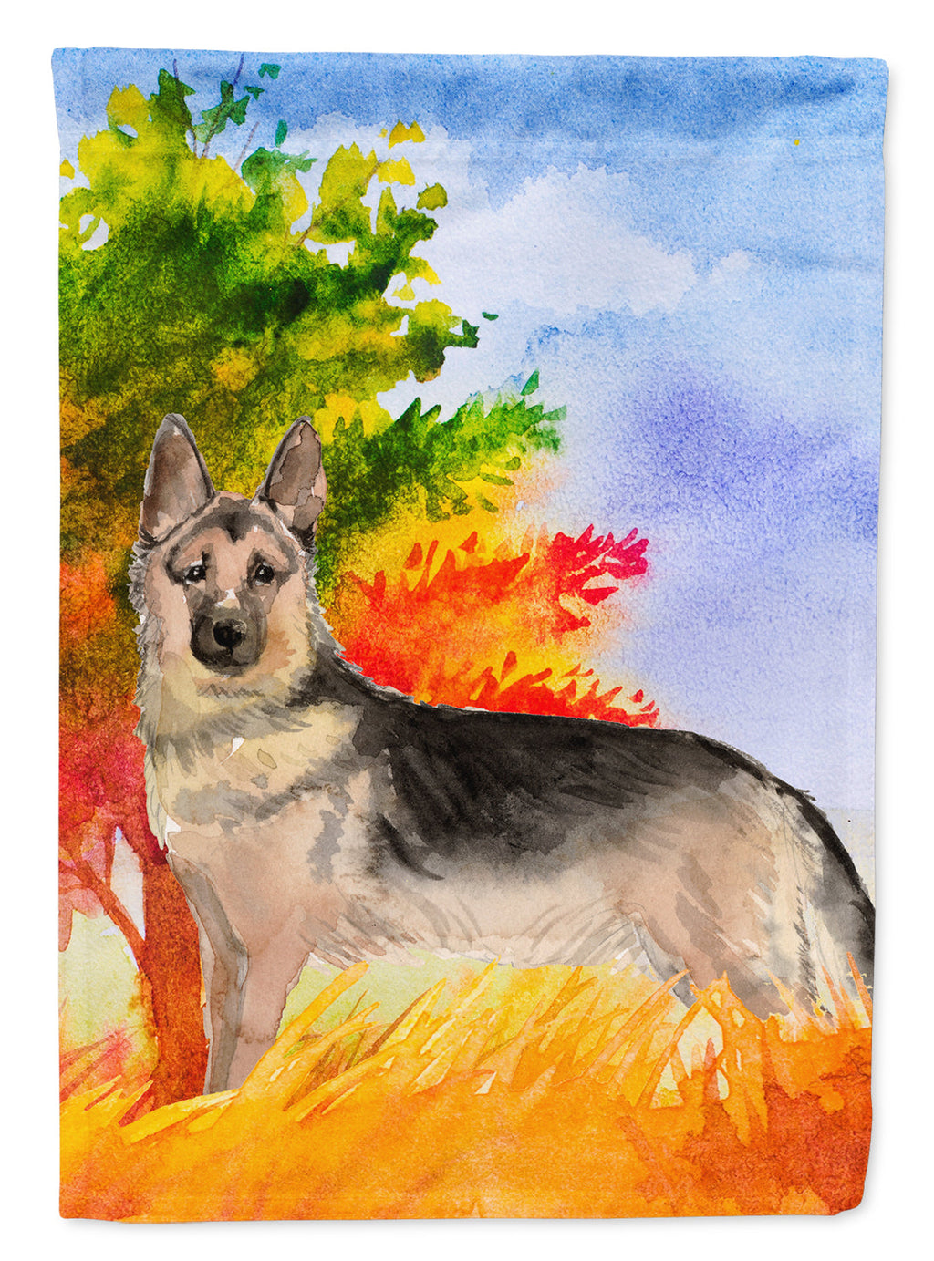 Fall German Shepherd House Flag 28x40 Porch Sleeve Pole Decorative Outside Yard Banner Artwork Wall Hanging, Polyester
