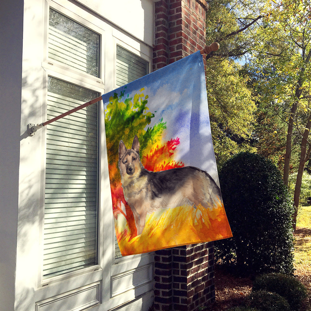 Fall German Shepherd House Flag 28x40 Porch Sleeve Pole Decorative Outside Yard Banner Artwork Wall Hanging, Polyester