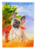 Fall Fawn French Bulldog House Flag 28x40 Porch Sleeve Pole Decorative Outside Yard Banner Artwork Wall Hanging, Polyester