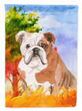Fall English Bulldog House Flag 28x40 Porch Sleeve Pole Decorative Outside Yard Banner Artwork Wall Hanging, Polyester