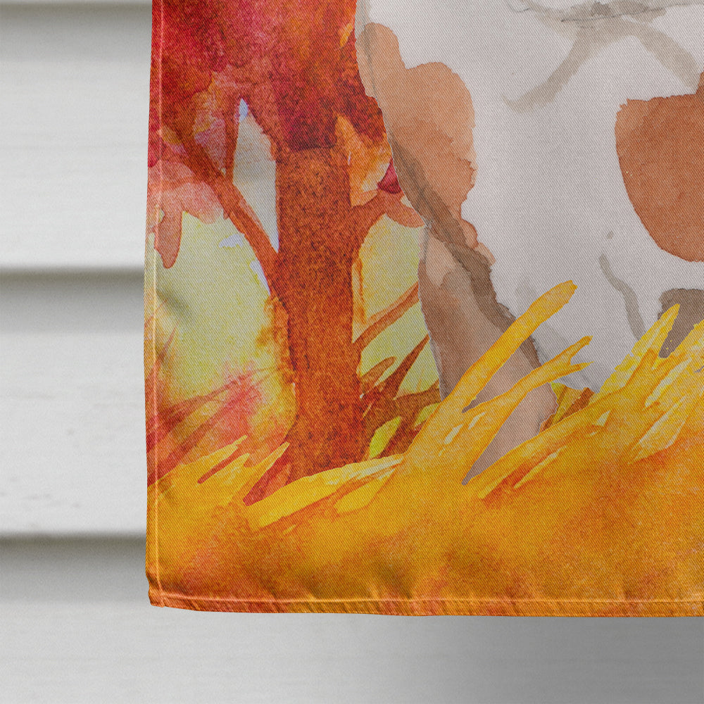 Fall English Bulldog House Flag 28x40 Porch Sleeve Pole Decorative Outside Yard Banner Artwork Wall Hanging, Polyester