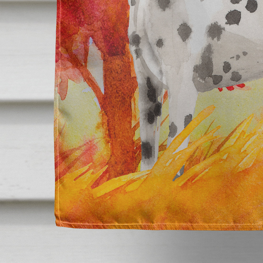 Fall Dalmatian House Flag 28x40 Porch Sleeve Pole Decorative Outside Yard Banner Artwork Wall Hanging, Polyester