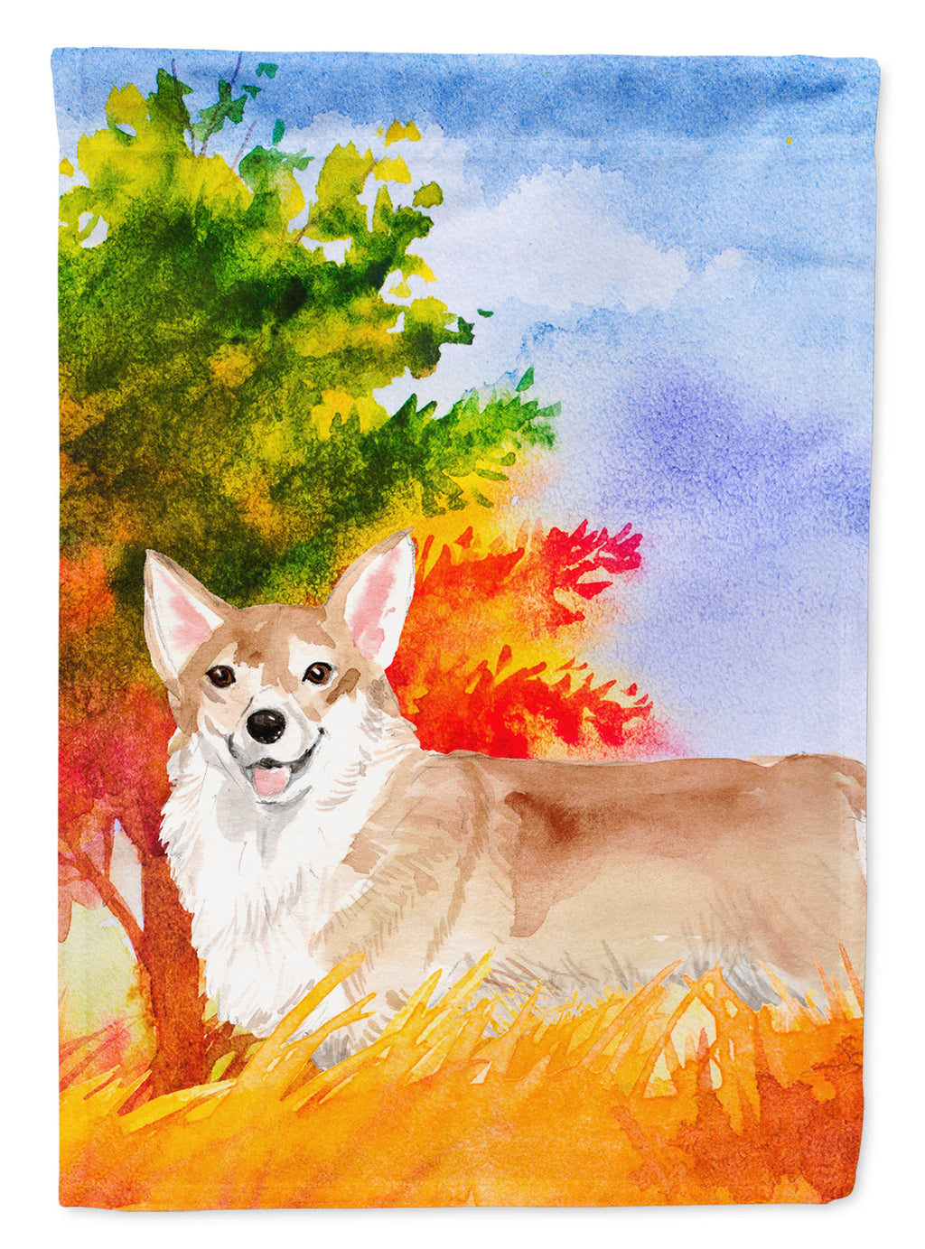 Fall Corgi House Flag 28x40 Porch Sleeve Pole Decorative Outside Yard Banner Artwork Wall Hanging, Polyester