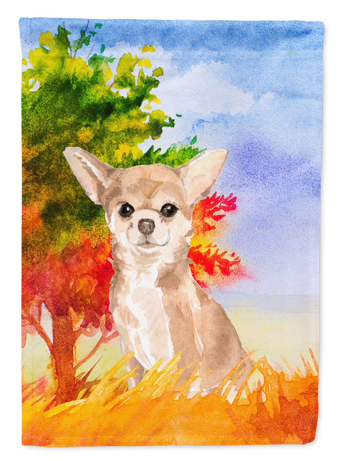 Fall Chihuahua House Flag 28x40 Porch Sleeve Pole Decorative Outside Yard Banner Artwork Wall Hanging, Polyester