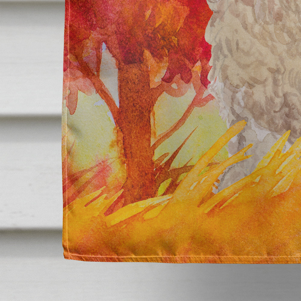 Fall Goldendoodle House Flag 28x40 Porch Sleeve Pole Decorative Outside Yard Banner Artwork Wall Hanging, Polyester