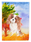 Fall Blenheim Cavalier Spaniel House Flag 28x40 Porch Sleeve Pole Decorative Outside Yard Banner Artwork Wall Hanging, Polyester